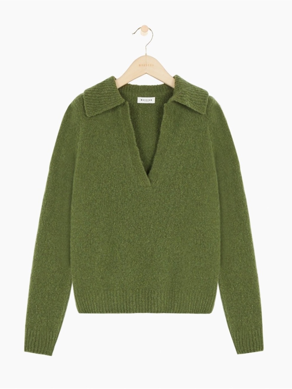 J CREW Women's Olive Green Collared V-Neck Sweater merino wool & alpaca medium